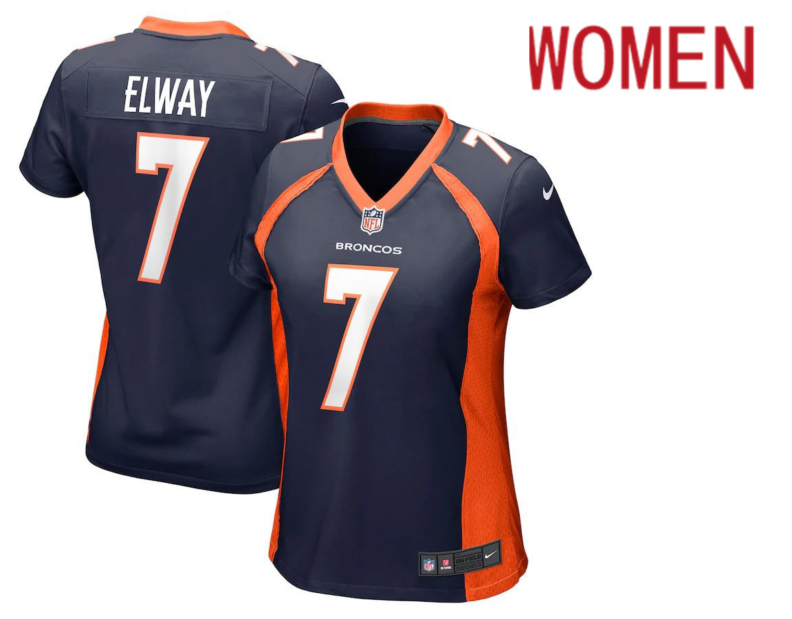 Women Denver Broncos #7 John Elway Nike Navy Retired Player NFL Jersey->women nfl jersey->Women Jersey